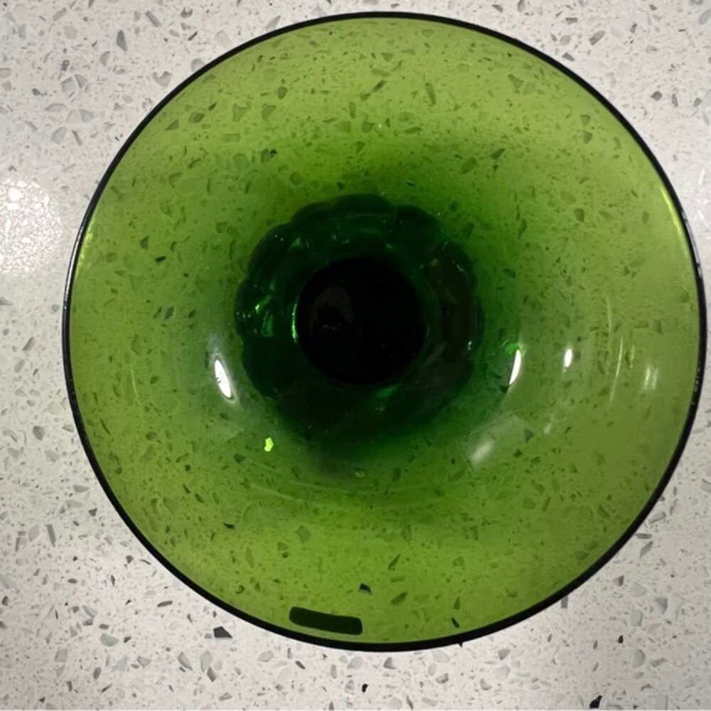 1960s ASEDA SWEDEN Green Glass Sherbet Dessert Footed Dish Mid Century Crystal - Picture 5 of 8